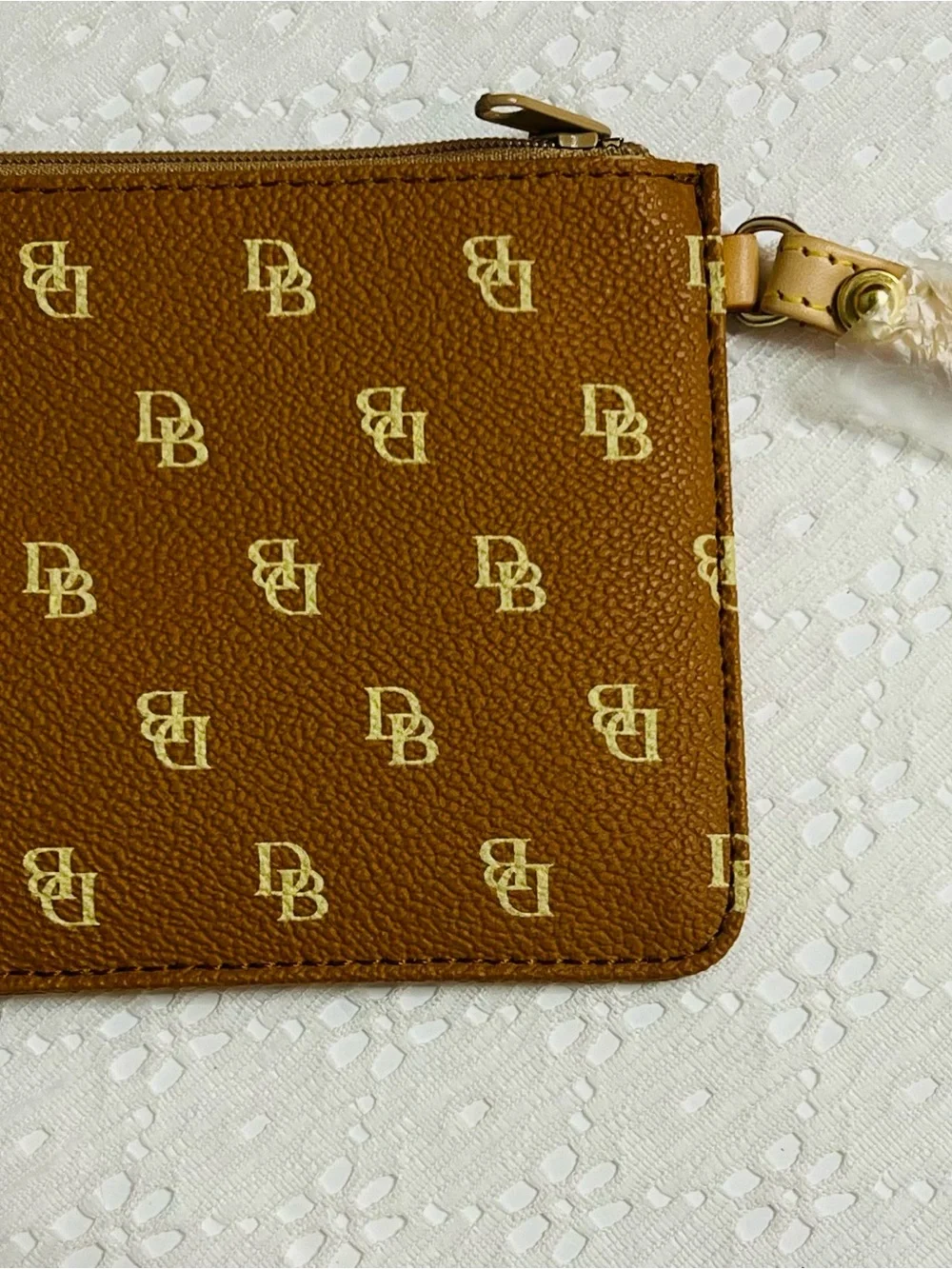 Dooney & Bourke DB Signature Logo Satchel Handbag SET New Wristlet Tan & Red